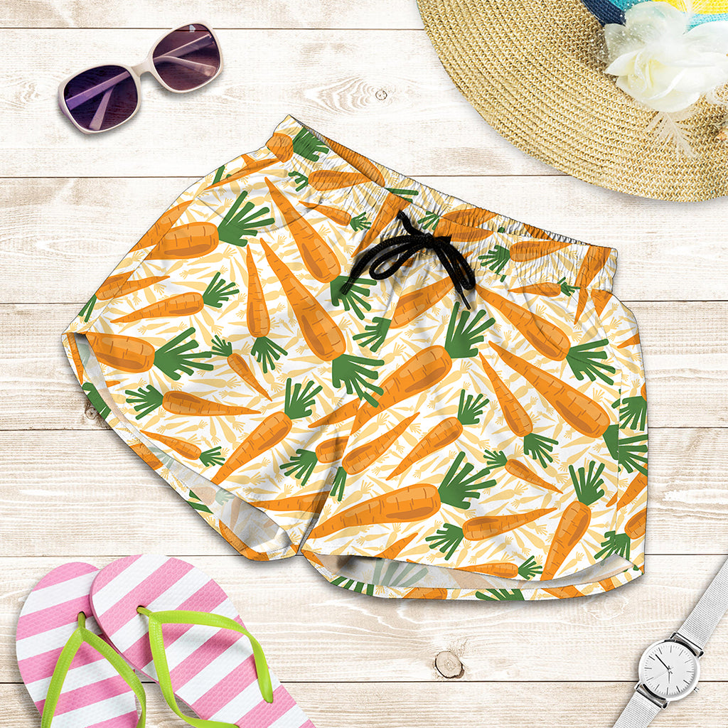 Orange Carrot Pattern Print Women's Shorts