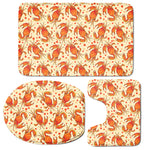 Orange Crab Pattern Print 3 Piece Bath Mat Set