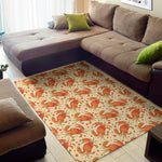 Orange Crab Pattern Print Area Rug
