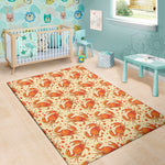Orange Crab Pattern Print Area Rug