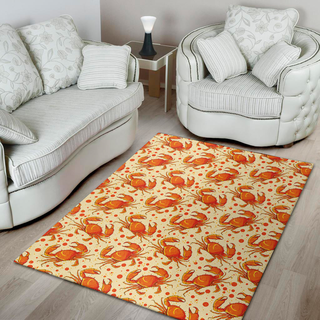Orange Crab Pattern Print Area Rug
