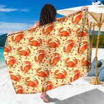 Orange Crab Pattern Print Beach Sarong Wrap