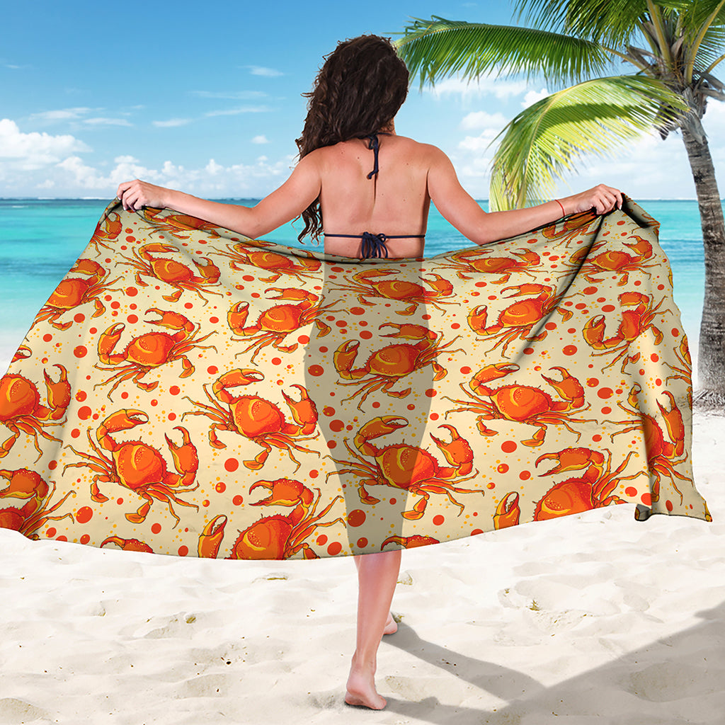 Orange Crab Pattern Print Beach Sarong Wrap