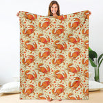 Orange Crab Pattern Print Blanket