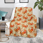 Orange Crab Pattern Print Blanket