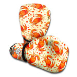 Orange Crab Pattern Print Boxing Gloves