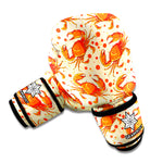 Orange Crab Pattern Print Boxing Gloves