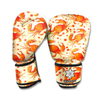 Orange Crab Pattern Print Boxing Gloves