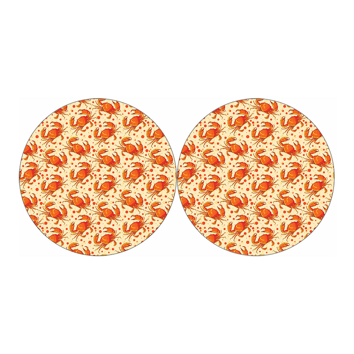Orange Crab Pattern Print Car Coasters