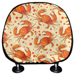 Orange Crab Pattern Print Car Headrest Covers