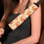 Orange Crab Pattern Print Car Seat Belt Covers