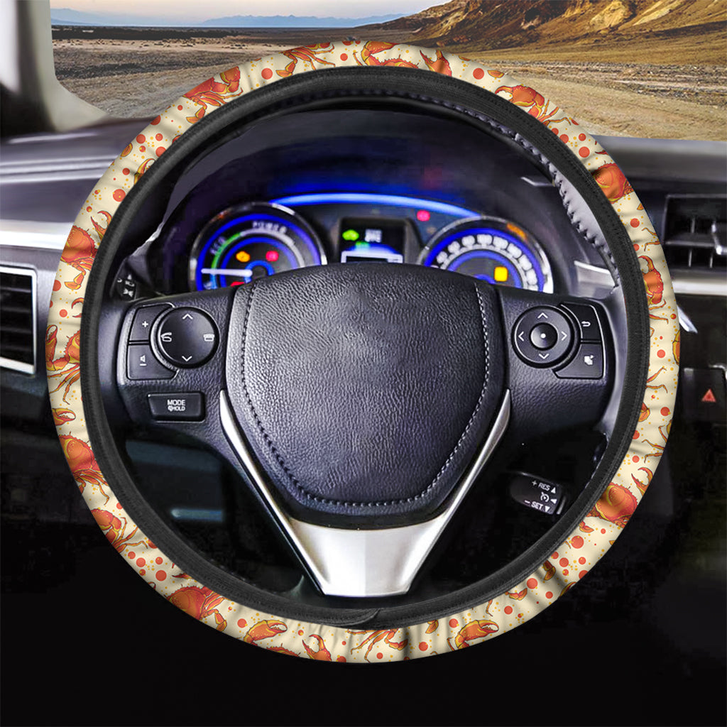Orange Crab Pattern Print Car Steering Wheel Cover