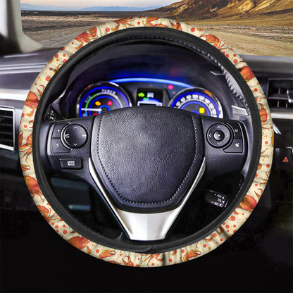 Orange Crab Pattern Print Car Steering Wheel Cover