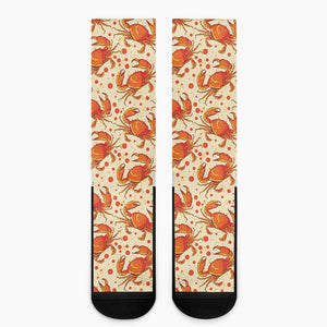 Orange Crab Pattern Print Crew Socks