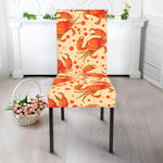 Orange Crab Pattern Print Dining Chair Slipcover