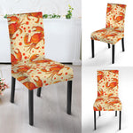 Orange Crab Pattern Print Dining Chair Slipcover