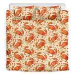 Orange Crab Pattern Print Duvet Cover Bedding Set