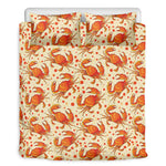 Orange Crab Pattern Print Duvet Cover Bedding Set