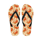 Orange Crab Pattern Print Flip Flops