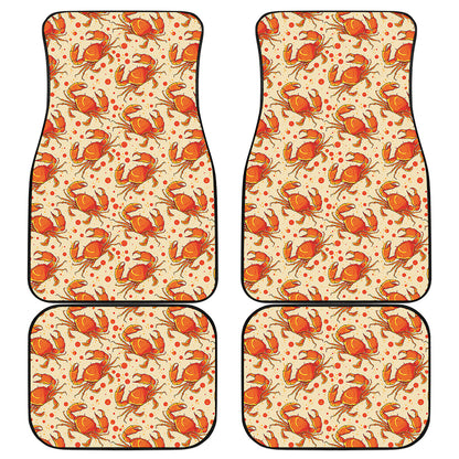 Orange Crab Pattern Print Front and Back Car Floor Mats