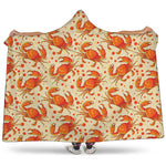 Orange Crab Pattern Print Hooded Blanket