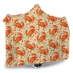 Orange Crab Pattern Print Hooded Blanket