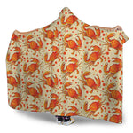 Orange Crab Pattern Print Hooded Blanket