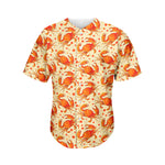 Orange Crab Pattern Print Men's Baseball Jersey