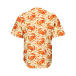 Orange Crab Pattern Print Men's Baseball Jersey