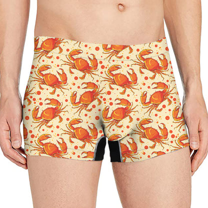 Orange Crab Pattern Print Men's Boxer Briefs