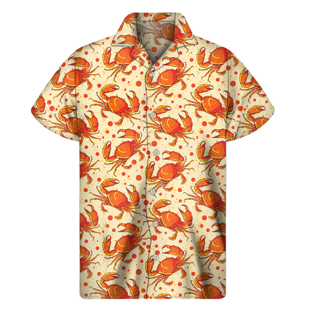 Orange Crab Pattern Print Men's Short Sleeve Shirt