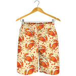 Orange Crab Pattern Print Men's Shorts