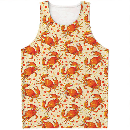 Orange Crab Pattern Print Men's Tank Top