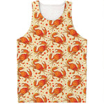 Orange Crab Pattern Print Men's Tank Top