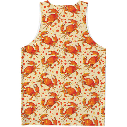 Orange Crab Pattern Print Men's Tank Top