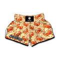 Orange Crab Pattern Print Muay Thai Boxing Shorts