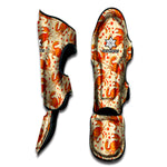 Orange Crab Pattern Print Muay Thai Shin Guard