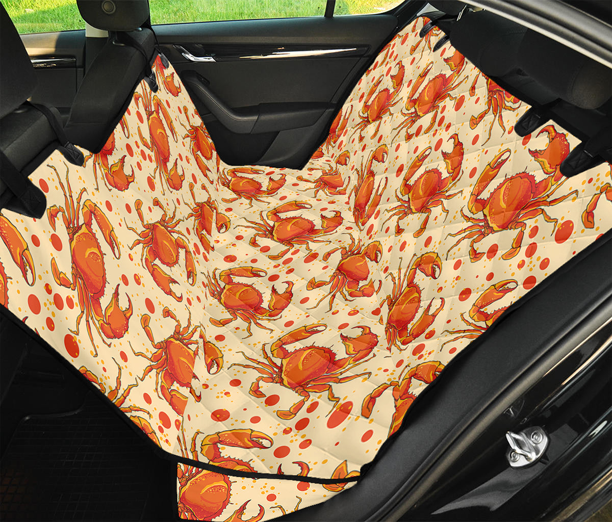 Orange Crab Pattern Print Pet Car Back Seat Cover