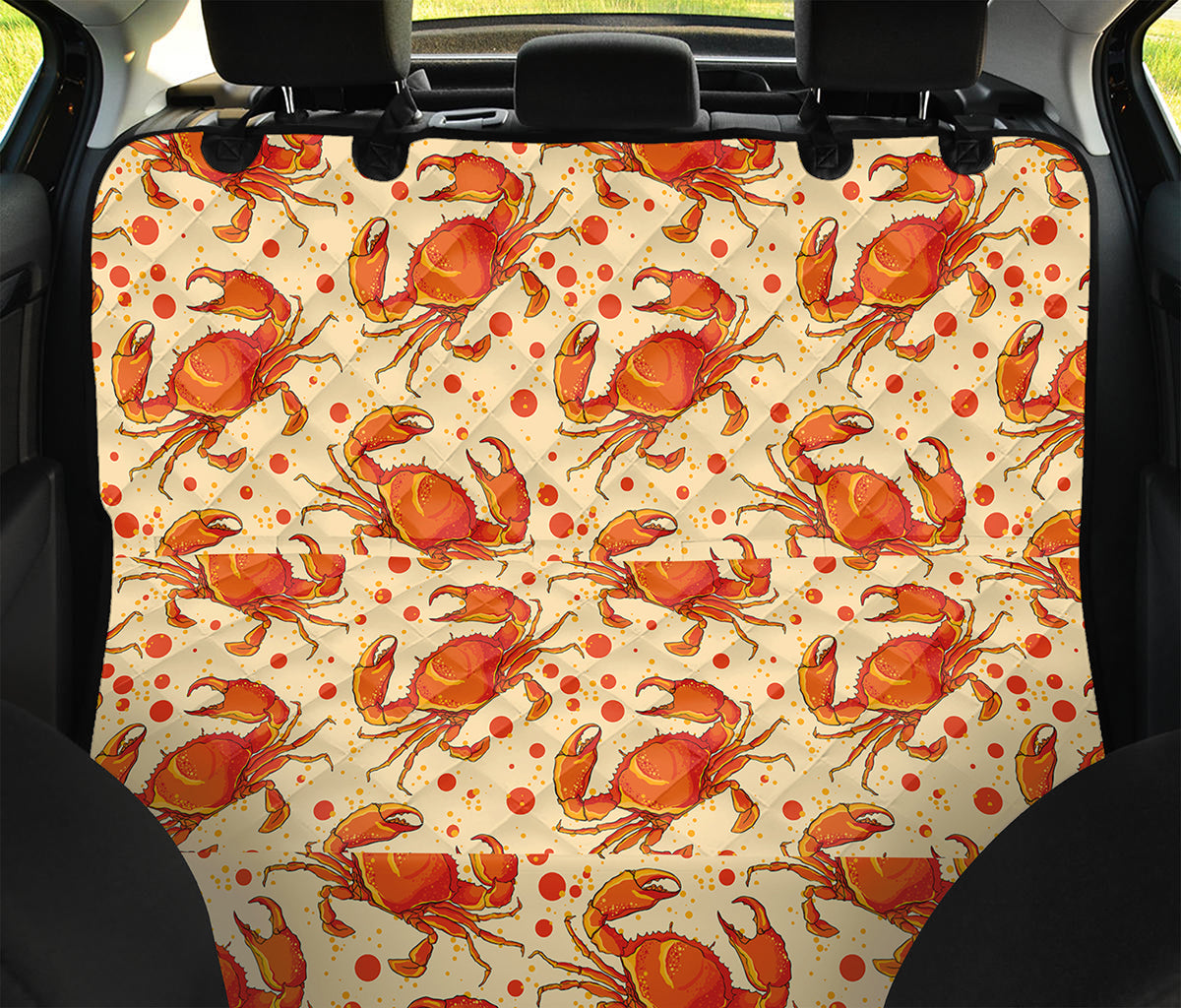 Orange Crab Pattern Print Pet Car Back Seat Cover