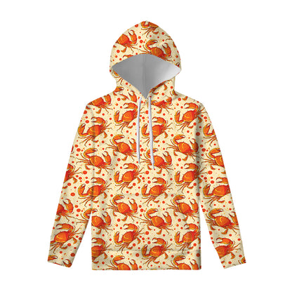 Orange Crab Pattern Print Pullover Hoodie