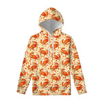 Orange Crab Pattern Print Pullover Hoodie