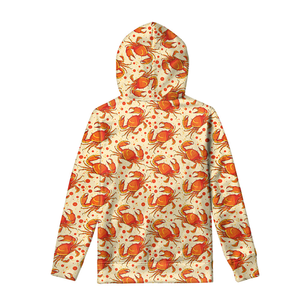 Orange Crab Pattern Print Pullover Hoodie