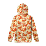 Orange Crab Pattern Print Pullover Hoodie