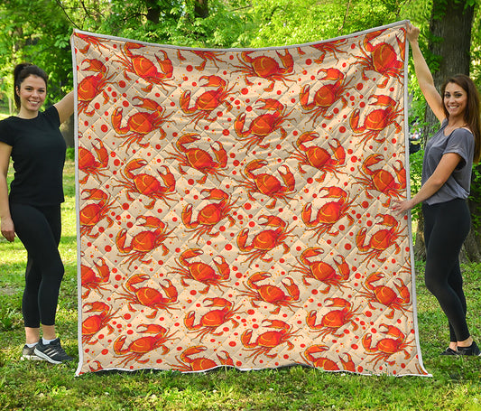 Orange Crab Pattern Print Quilt