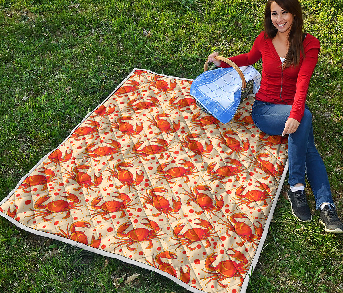 Orange Crab Pattern Print Quilt