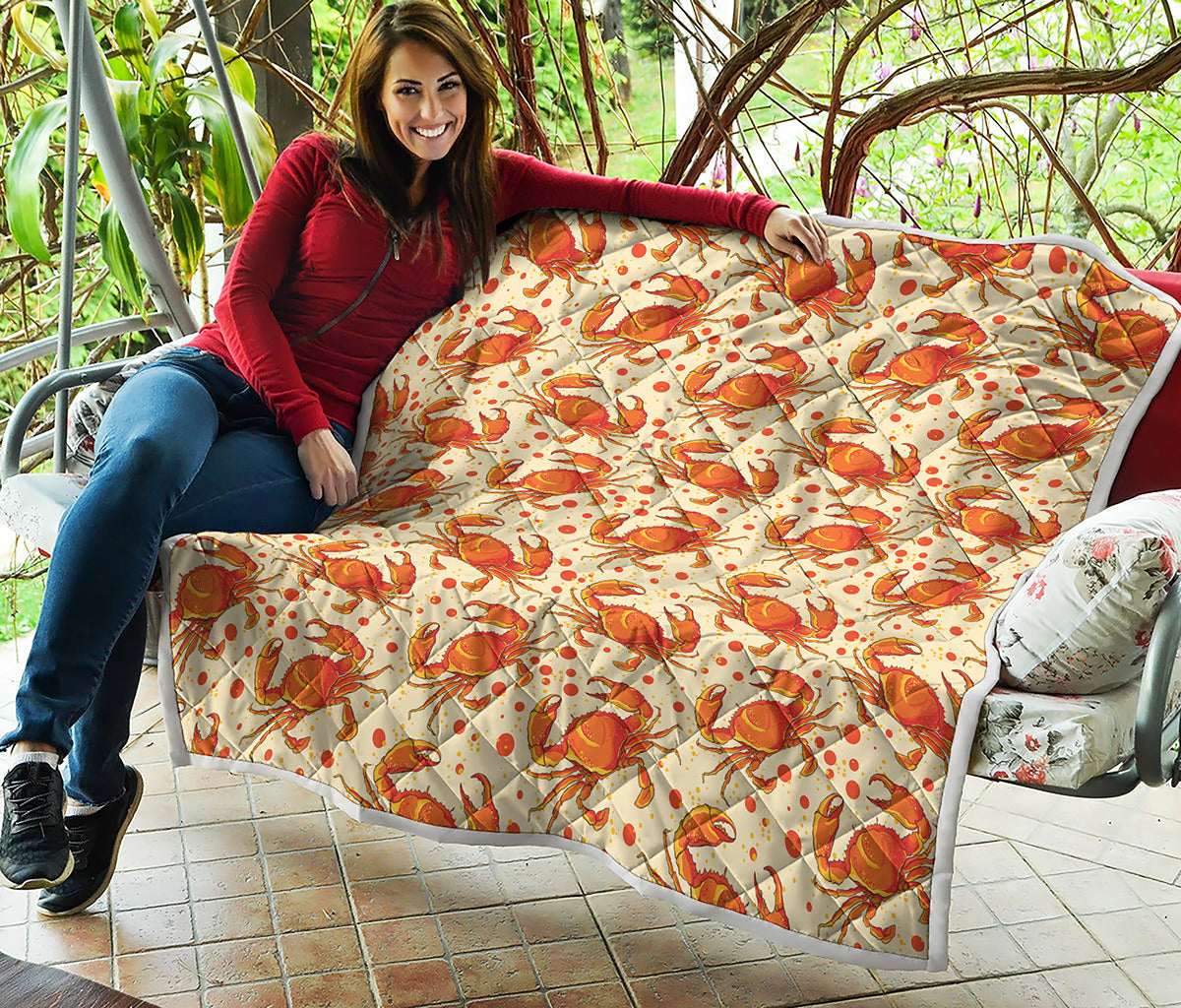 Orange Crab Pattern Print Quilt