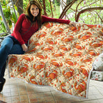Orange Crab Pattern Print Quilt