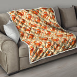Orange Crab Pattern Print Quilt