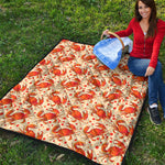 Orange Crab Pattern Print Quilt