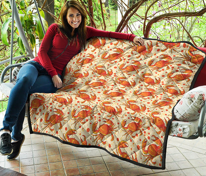 Orange Crab Pattern Print Quilt